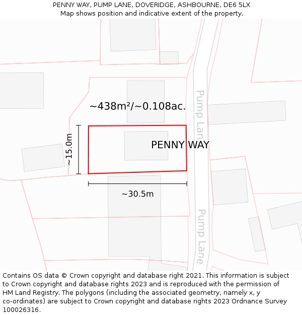 PENNY WAY, PUMP LANE, DOVERIDGE, ASHBOURNE, DE6 5LX: Plot and title map