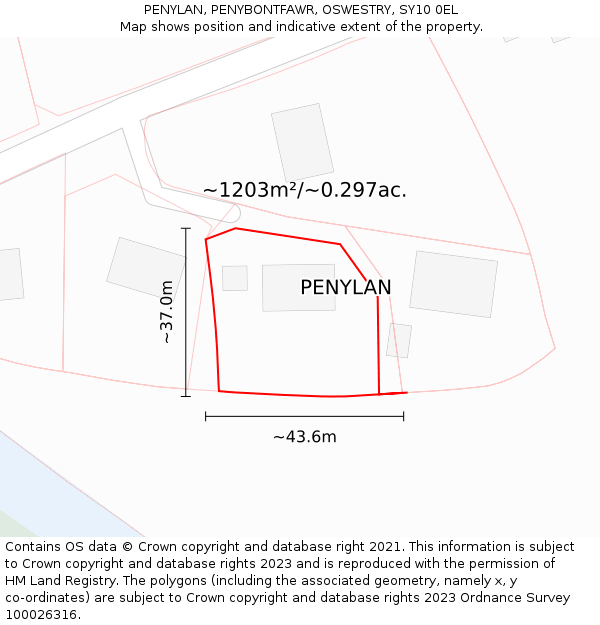 PENYLAN, PENYBONTFAWR, OSWESTRY, SY10 0EL: Plot and title map