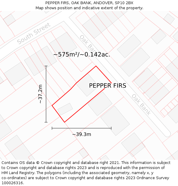 PEPPER FIRS, OAK BANK, ANDOVER, SP10 2BX: Plot and title map
