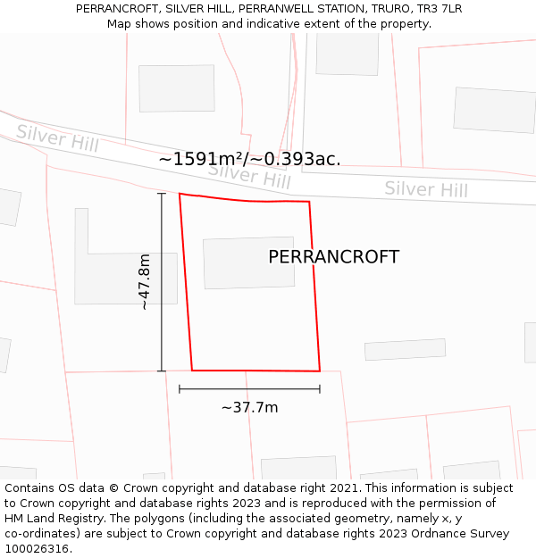 PERRANCROFT, SILVER HILL, PERRANWELL STATION, TRURO, TR3 7LR: Plot and title map