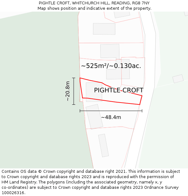 PIGHTLE CROFT, WHITCHURCH HILL, READING, RG8 7NY: Plot and title map