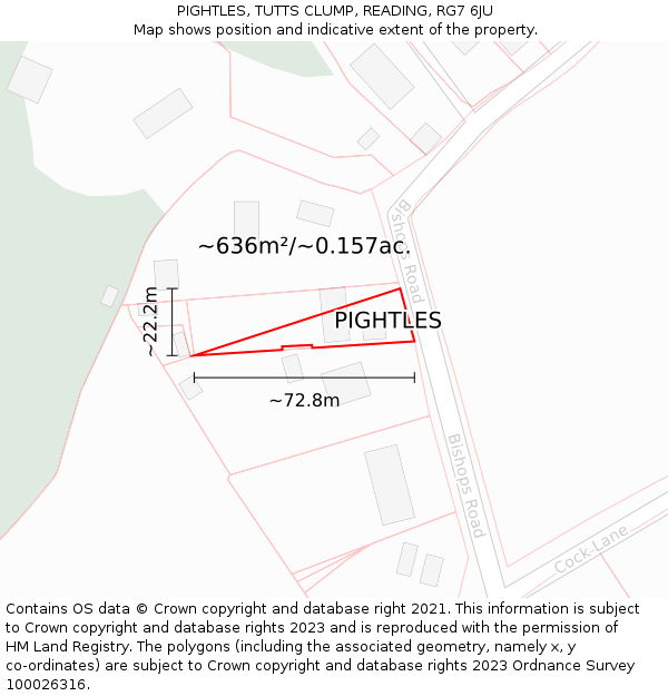 PIGHTLES, TUTTS CLUMP, READING, RG7 6JU: Plot and title map