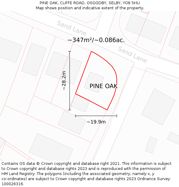 PINE OAK, CLIFFE ROAD, OSGODBY, SELBY, YO8 5HU: Plot and title map