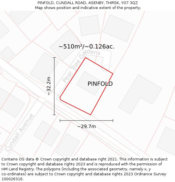 PINFOLD, CUNDALL ROAD, ASENBY, THIRSK, YO7 3QZ: Plot and title map