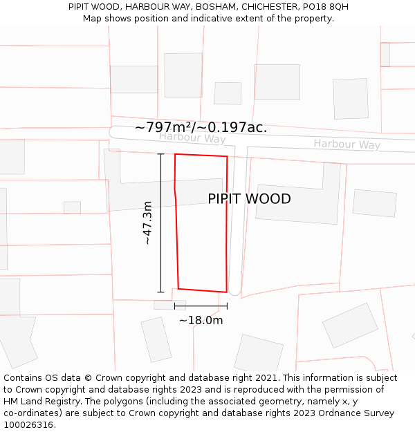 PIPIT WOOD, HARBOUR WAY, BOSHAM, CHICHESTER, PO18 8QH: Plot and title map