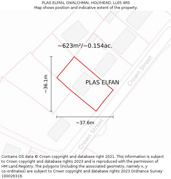 PLAS ELFAN, GWALCHMAI, HOLYHEAD, LL65 4RS: Plot and title map