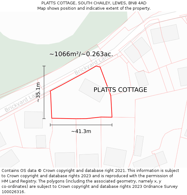 PLATTS COTTAGE, SOUTH CHAILEY, LEWES, BN8 4AD: Plot and title map