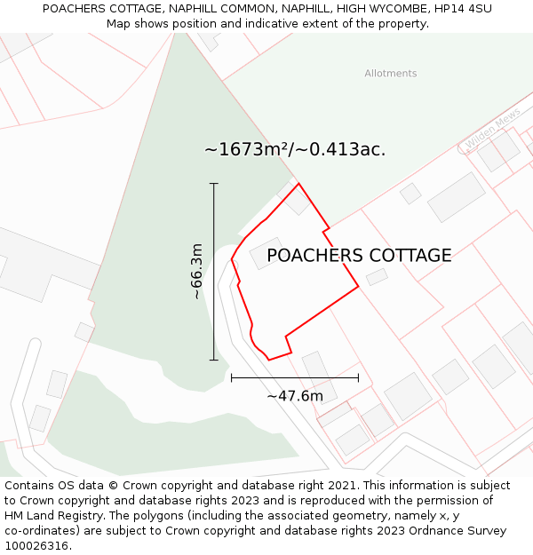 POACHERS COTTAGE, NAPHILL COMMON, NAPHILL, HIGH WYCOMBE, HP14 4SU: Plot and title map