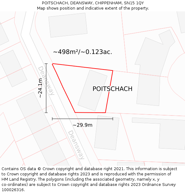 POITSCHACH, DEANSWAY, CHIPPENHAM, SN15 1QY: Plot and title map