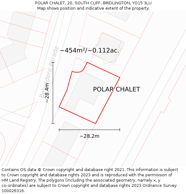 POLAR CHALET, 20, SOUTH CLIFF, BRIDLINGTON, YO15 3LU: Plot and title map