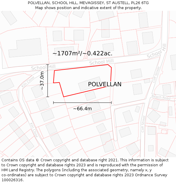 POLVELLAN, SCHOOL HILL, MEVAGISSEY, ST AUSTELL, PL26 6TG: Plot and title map