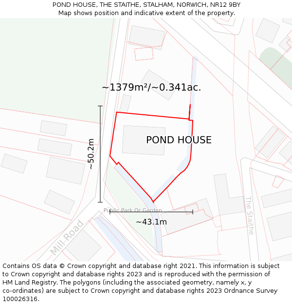 POND HOUSE, THE STAITHE, STALHAM, NORWICH, NR12 9BY: Plot and title map