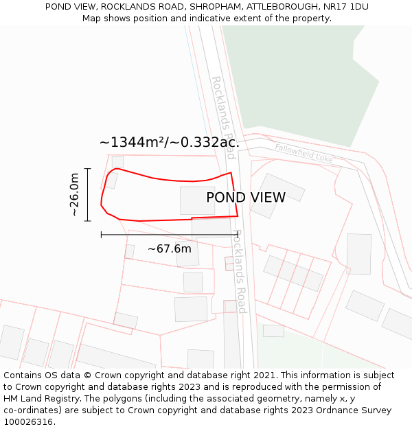 POND VIEW, ROCKLANDS ROAD, SHROPHAM, ATTLEBOROUGH, NR17 1DU: Plot and title map