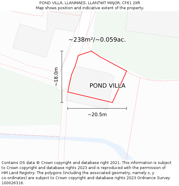 POND VILLA, LLANMAES, LLANTWIT MAJOR, CF61 2XR: Plot and title map