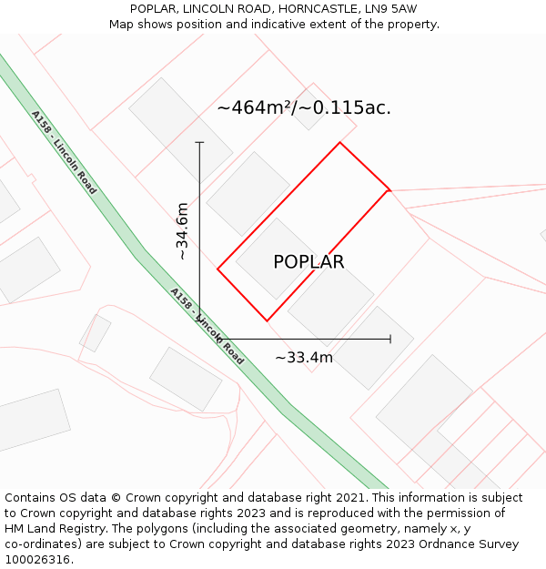 POPLAR, LINCOLN ROAD, HORNCASTLE, LN9 5AW: Plot and title map