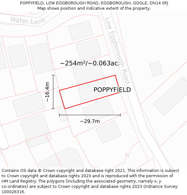 POPPYFIELD, LOW EGGBOROUGH ROAD, EGGBOROUGH, GOOLE, DN14 0PJ: Plot and title map