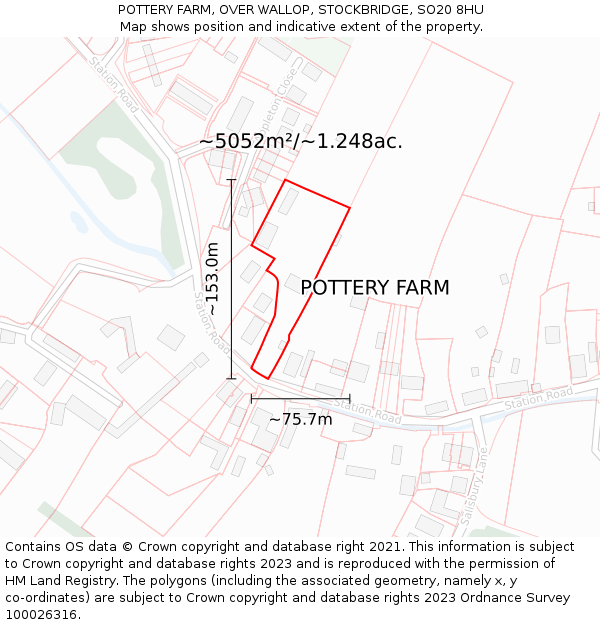 POTTERY FARM, OVER WALLOP, STOCKBRIDGE, SO20 8HU: Plot and title map