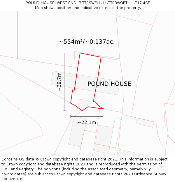 POUND HOUSE, WEST END, BITTESWELL, LUTTERWORTH, LE17 4SE: Plot and title map