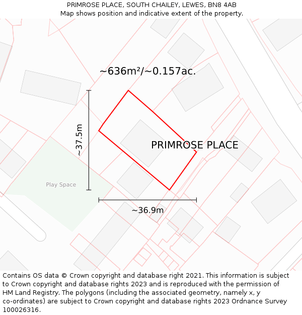 PRIMROSE PLACE, SOUTH CHAILEY, LEWES, BN8 4AB: Plot and title map