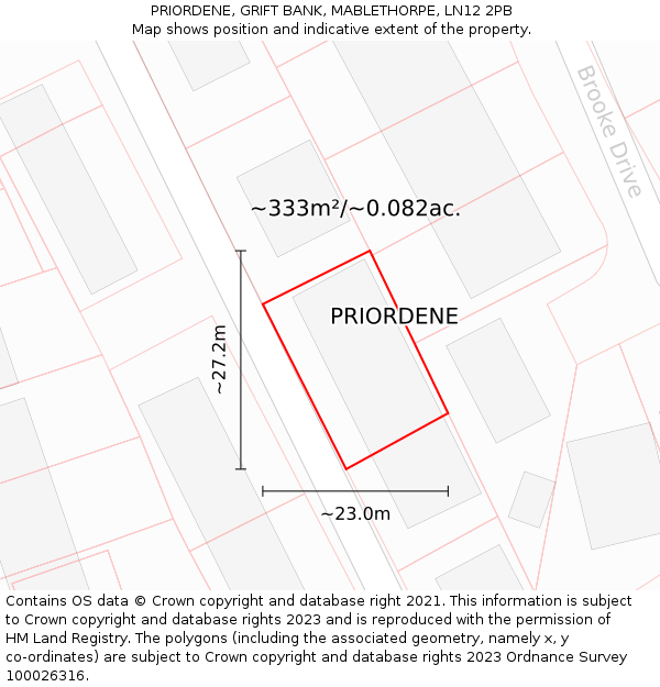 PRIORDENE, GRIFT BANK, MABLETHORPE, LN12 2PB: Plot and title map