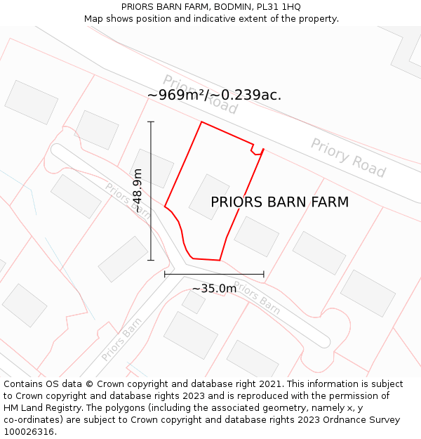 PRIORS BARN FARM, BODMIN, PL31 1HQ: Plot and title map