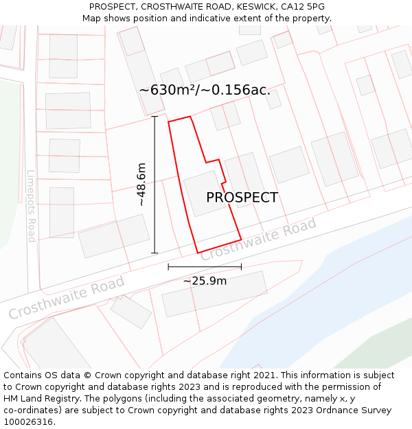 PROSPECT, CROSTHWAITE ROAD, KESWICK, CA12 5PG: Plot and title map