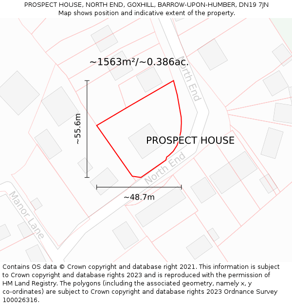 PROSPECT HOUSE, NORTH END, GOXHILL, BARROW-UPON-HUMBER, DN19 7JN: Plot and title map