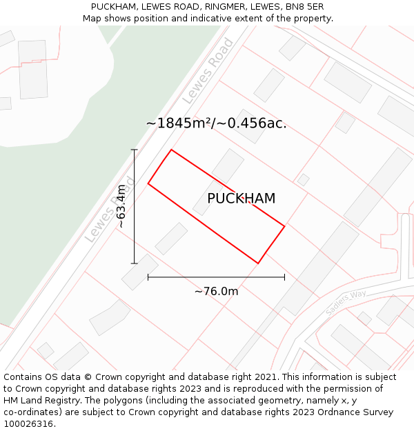 PUCKHAM, LEWES ROAD, RINGMER, LEWES, BN8 5ER: Plot and title map