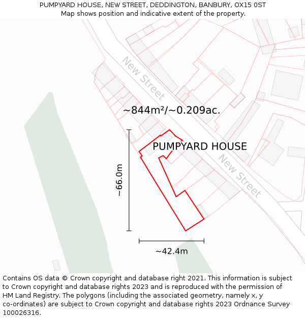 PUMPYARD HOUSE, NEW STREET, DEDDINGTON, BANBURY, OX15 0ST: Plot and title map