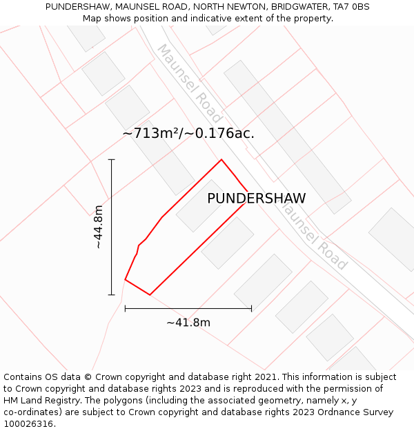 PUNDERSHAW, MAUNSEL ROAD, NORTH NEWTON, BRIDGWATER, TA7 0BS: Plot and title map