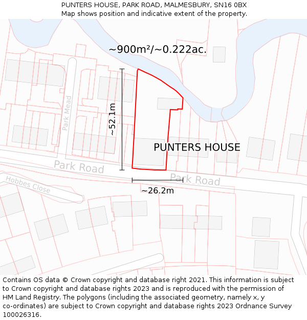 PUNTERS HOUSE, PARK ROAD, MALMESBURY, SN16 0BX: Plot and title map