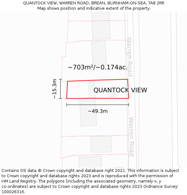QUANTOCK VIEW, WARREN ROAD, BREAN, BURNHAM-ON-SEA, TA8 2RR: Plot and title map