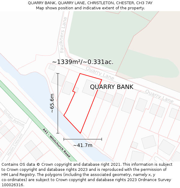 QUARRY BANK, QUARRY LANE, CHRISTLETON, CHESTER, CH3 7AY: Plot and title map
