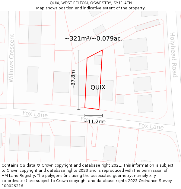 QUIX, WEST FELTON, OSWESTRY, SY11 4EN: Plot and title map