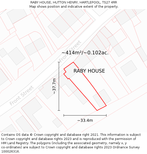 RABY HOUSE, HUTTON HENRY, HARTLEPOOL, TS27 4RR: Plot and title map