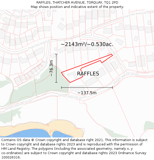 RAFFLES, THATCHER AVENUE, TORQUAY, TQ1 2PD: Plot and title map