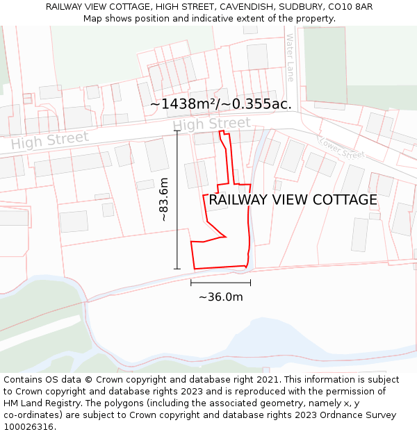 RAILWAY VIEW COTTAGE, HIGH STREET, CAVENDISH, SUDBURY, CO10 8AR: Plot and title map