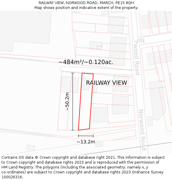 RAILWAY VIEW, NORWOOD ROAD, MARCH, PE15 8QH: Plot and title map