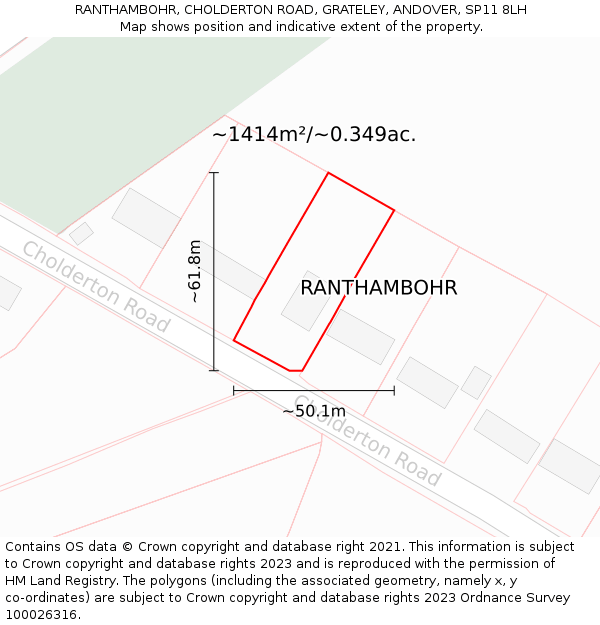 RANTHAMBOHR, CHOLDERTON ROAD, GRATELEY, ANDOVER, SP11 8LH: Plot and title map