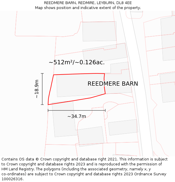 REEDMERE BARN, REDMIRE, LEYBURN, DL8 4EE: Plot and title map