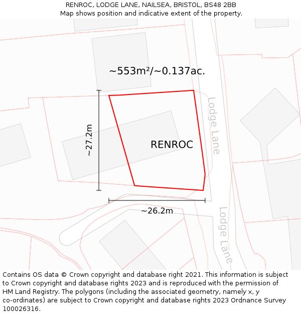 RENROC, LODGE LANE, NAILSEA, BRISTOL, BS48 2BB: Plot and title map
