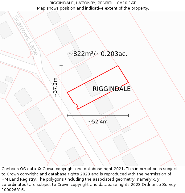 RIGGINDALE, LAZONBY, PENRITH, CA10 1AT: Plot and title map