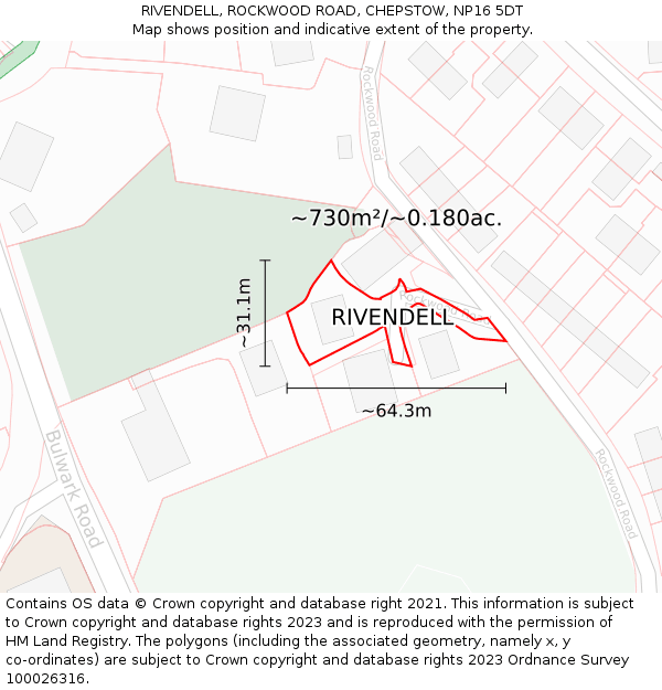 RIVENDELL, ROCKWOOD ROAD, CHEPSTOW, NP16 5DT: Plot and title map