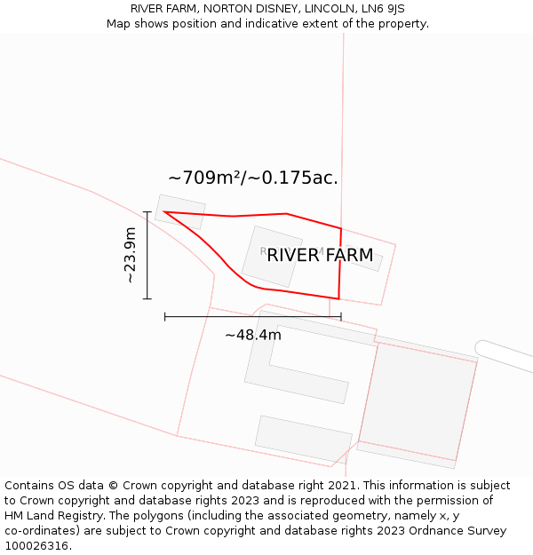 RIVER FARM, NORTON DISNEY, LINCOLN, LN6 9JS: Plot and title map