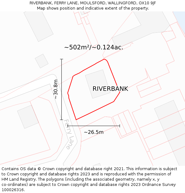 RIVERBANK, FERRY LANE, MOULSFORD, WALLINGFORD, OX10 9JF: Plot and title map