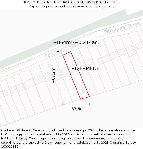 RIVERMEDE, PENSHURST ROAD, LEIGH, TONBRIDGE, TN11 8HL: Plot and title map