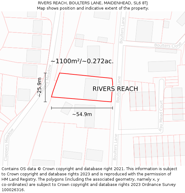 RIVERS REACH, BOULTERS LANE, MAIDENHEAD, SL6 8TJ: Plot and title map