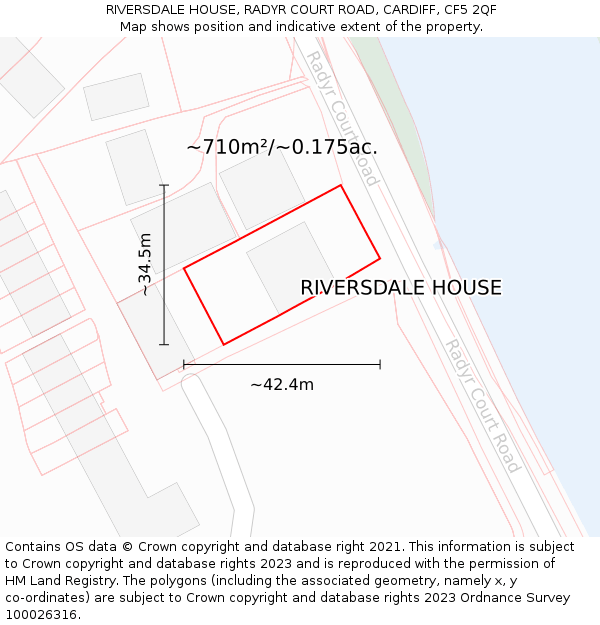 RIVERSDALE HOUSE, RADYR COURT ROAD, CARDIFF, CF5 2QF: Plot and title map