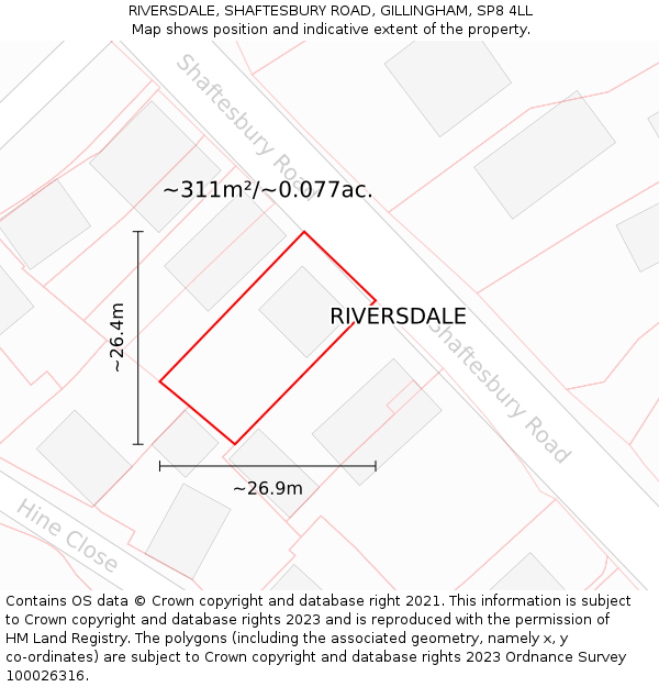 RIVERSDALE, SHAFTESBURY ROAD, GILLINGHAM, SP8 4LL: Plot and title map