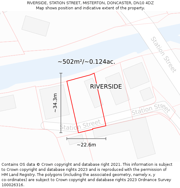 RIVERSIDE, STATION STREET, MISTERTON, DONCASTER, DN10 4DZ: Plot and title map